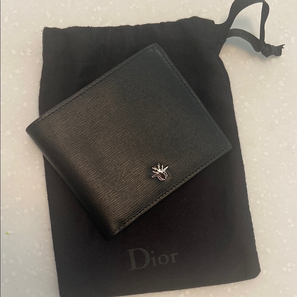 Dior Black Key Card Holder Sleek Leather Accessory